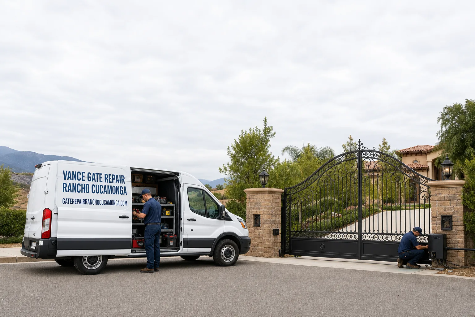 Vance Gate Repair Rancho Cucamonga gate repair service vehicle and crew in Rancho Cucamonga, CA